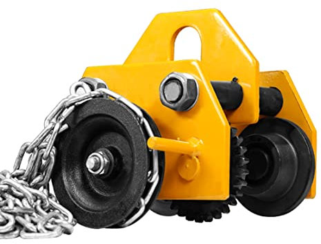 Zweiachsiger manueller Kettenwagen, 1,999 kg Tragkraft, strapazierfähig, mit 3 m Eisen, verstellbare Breite von 9,9–15 cm Rädern, ideal für gerade und gebogene I-Trägern, industrielle Stärke, Lasten