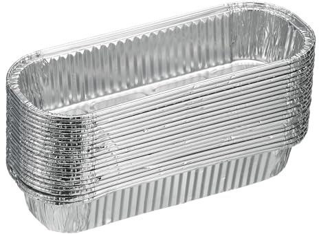 QUARKZMAN 20Pcs Moule à Tartelettes en Aluminium 6,5 Rectangle Jetables Antiadhésifs pour Tartes, Quiches, Tartes, Cuisson, Réchauffage, Fêtes, Argent