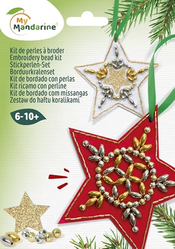 MY MANDARINE KC186C - Kreativset, Perlen zum Sticken, Sternendekoration, für Weihnachten, ab 7 Jahren, 1 Set