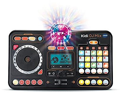 VTech - Kidi DJ Mix, Platine DJ Enfant 12 en 1, Table de Mixage Bluetooth avec Pads Lumineux, Boule Disco, Prise Jack pour Casque, Apprentissages et Jeux, Cadeau Enfant Dès 6 Ans - Contenu en Français