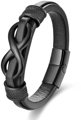 JSNOM Armband Herren Lederarmband Geschenke: Geflochten Leder Weihnachten Vatertag Valentinstag Geburtstagsgeschenk Liebesgeschenke Schmuck Geschenk Armbänder für Männer