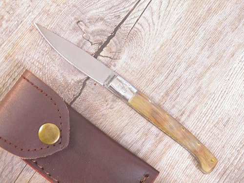 Generico COLTELLO 17,5 CM lama 8 cm SARDEGNA SARDO Pattada MANICO CORNO DI MUFLONE fodero