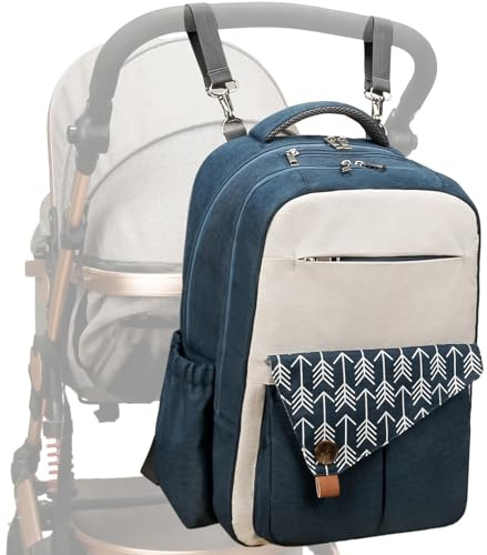 Sac à dos à langer – Sac à langer double couche pour poussette | Sac à langer adapté aux papas – Sac à langer pour les mains – Sac à dos à langer imperméable avec multifonction, noir foncé, Refer to