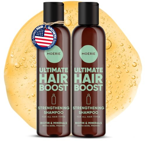 Moerie Ultimate Hair Growth Shampoo – för längre, tjockt, fuller hår – Vegan Friendly Volumizing Hair Products – Paraben & Silicone Free – All Hair Types – Omvänd hårförlust – 21 ml oz, dubbel