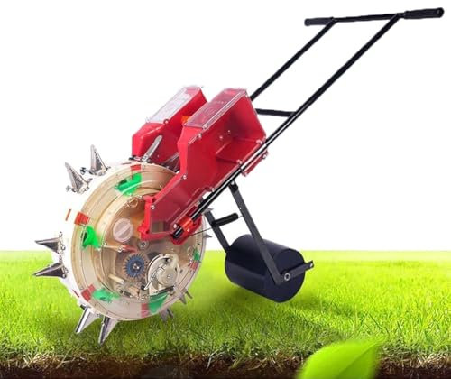 Gardening Seeder,10-14 Mouths Mouths Hand Push Garden Planter,Portable Walk-Behind Row Crop Planter,2 In 1 Sowing and Fertilizing,Adjustable Depth Roller Fertilizer Applicator,for Sowing Seeds(14hol