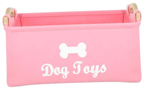 CIYODO Felt Pet Toy Storage Box Pink Organizing Bin for Household Pet Toys Sundries Stylish Home with Ample Space