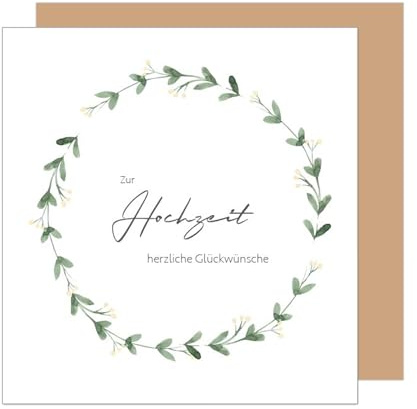Edition Seidel Premium quadratische Glückwunschkarte zur Hochzeit mit Umschlag. Hochzeitskarte Grußkarte Vermählung Just Married Kranz (HQ112 SW025)