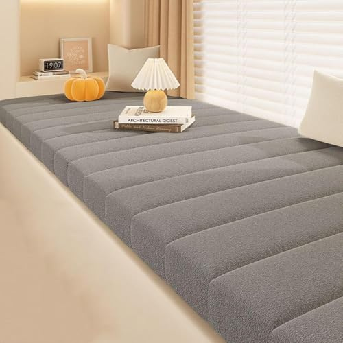 moismk 6cm Dicke Sitzkissen 60x40 160x40 90x30 Bankauflage, Bequeme Waschbare Rutschfestes Sitzkissen für Gartenbank Schaukel, Terrasse, Esstisch, Bank, Drinnen(Dark Grey,60x40cm x6cm Thick)