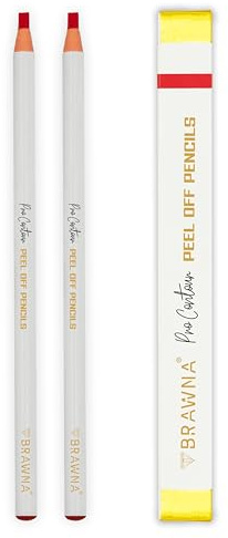 BRAWNA Crayon Peel-Off Pro Contour pour le Mapping des Sourcils et des Lèvres – Lot de 2 – Rouge – Fournitures PMU – Fournitures pour Lip Blushing