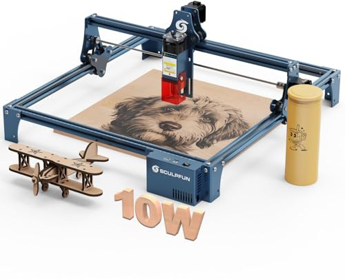 SCULPFUN S9 PRO 10W Laser Graviermaschine DIY Lasergravierer Laserstrahlformungstechnologie Ultrafeiner 0,06-mm-Laserfokus Grenzwert hochpräzise Lineargleitschiene in Industriequalität X-Achse