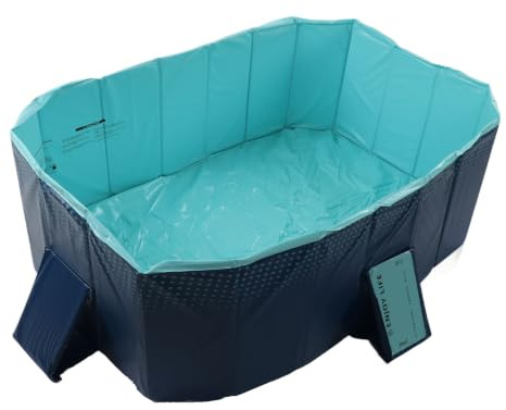 TOPINCN Foldable Swimming Pool, Inflatable Swimming Pool for Adults and Pets, Oversized Family Pool Large Kiddie Pool Collapsible Dog Swimming Pool for Home Outdoor (1.6m/63in)
