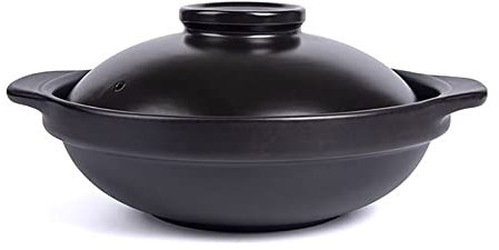 LAUMZX Olla de Barro Tradicional con Tapa, cazuela Grande de cerámica de 26 cm, Estilo japonés/Coreano, Olla de Barro Resistente al Calor para guisos, estofados y estofados.
