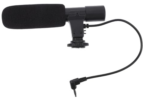 KOMBIUDA Micrófono para Cámara DSLR y Digital Conector 3, 5mm Negro | Abc, Dc3v, Respuesta 30-15000hz, Sensibilidad 40db±2db, para Fotografía E Entrevista