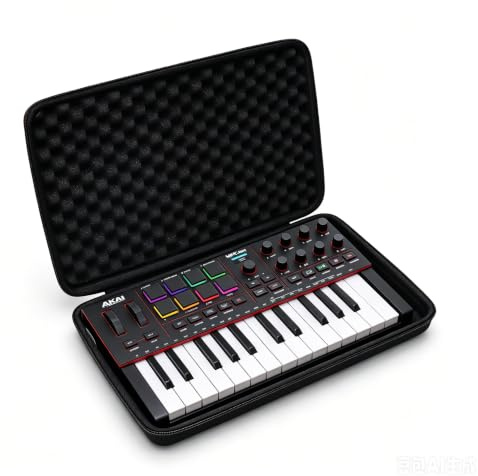 XANAD Hard Case for Akai Professional MPK Mini IV MIDI Controller, Black | for Arturia MiniLab 3 Universal MIDI Controller, EVA Protective Bag with Shockproof Interior, for MIDI Keyboard & Accessories