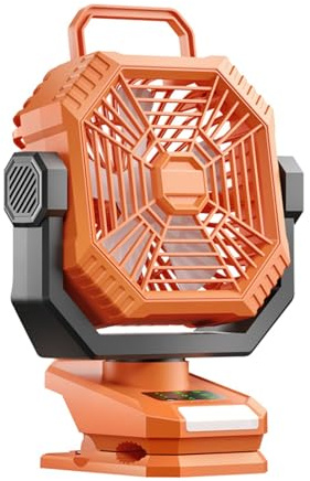 jiingekk Ventilador portátil de 5000/8000 mAh, recargable, velocidad ajustable, con luces LED, para tienda de campaña, USB, con clip, escritorio, campo multifuncional