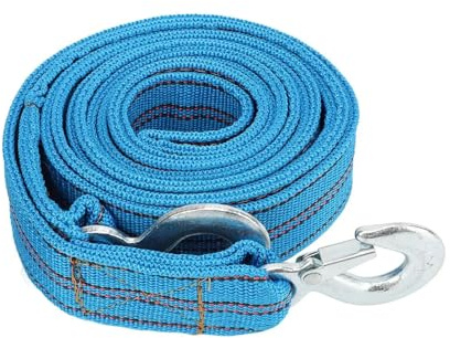 Cinta Remolque Correa de Remolque con Gancho, 4 m de Longitud, Capacidad de Carga de 5 toneladas, Cable de Nailon de Alta Resistencia.