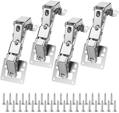 4 Pack 165 Degree Soft Close Cabinet Hinges, Full Overlay Soft Close Cabinet Hinges Frameless Hidden Surface Mount Hinge