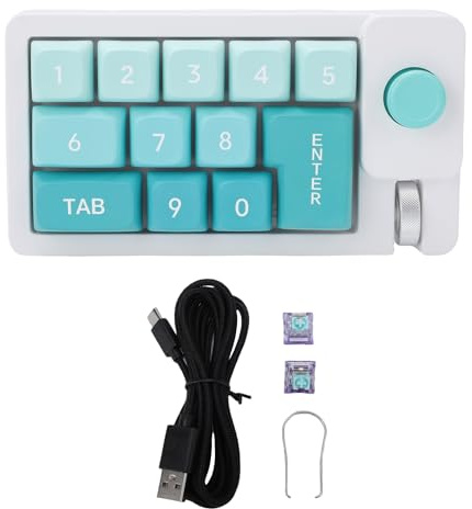 Topiky Numéro Mécanique, Clavier Numpad Hot Swappable Numpad Wired USB Key Hot Swappable avec Rouleau de Joystick RVB Backlight, pour Le Travail de Jeu (Purple)