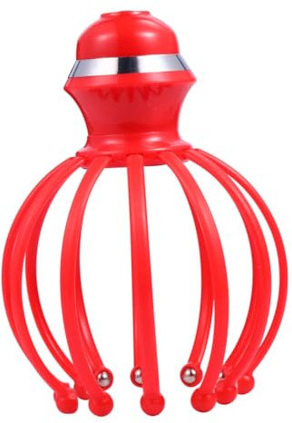 ROMISBABA Griffe De Massage Tête Électrique Rouge Bille D'acier Rotative 360°, Masseur Portatif Détachable, Stimulation Du Cuir Chevelu Pour Relaxation Et Soulagement Du Stress