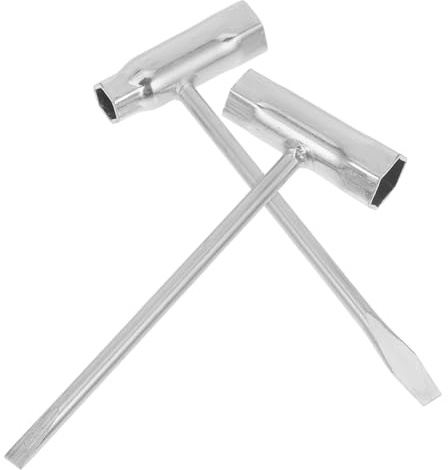 TOBBOMEY 2pcs Chainsaw Wrench Tool Thickened Socket Spanners with Reinforced Barrels for Lawn Mower and Chainsaw Adjustment Compact Dual-Function T-Wrench for Slotted and Round Screws