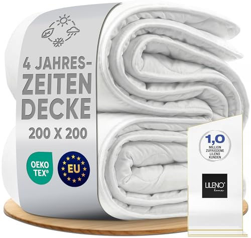 LILENO HOME Bettdecke 200x200cm 4 Jahreszeiten (1er Set) | 95°C waschbar, | Sanitized, Oeko-Tex Decke 200x200 | Allergikerfreundlich, Geräuscharm & Wolkenweich | Mikrofaser Blanket Made in EU
