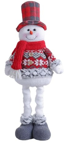Sghtil D'ornement de Décoration de Noël, 50cm Figurine de Bonhomme de Neige en Peluche avec Jambes Extensibles pour Fenêtre, Table, Décoration de Fête de Noël à La Maison