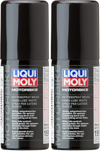LIQUI MOLY Motorbike Kettenspray weiß | 50 ml | Motorrad Haftschmierstoff ohne Kupfer | Art.-Nr.: 1592 (Packung mit 2)