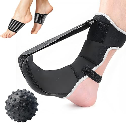 SKIKHN Férula Nocturna para Fascitis Plantar, Ajustable Soporte para Espolón Calcáneo, Transpirable Ferula Fascitis Plantar con Bola de Masaje, para Pies Planos Tendinitis de Aquiles