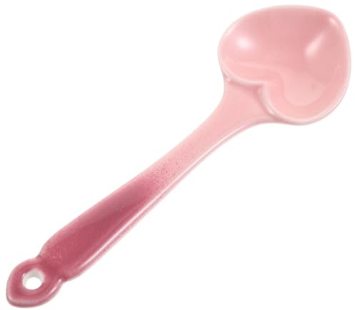 FOMIYES Cuillère Spéciale Dessert en Porcelaine Rose, Cuillère de Cœur pour Cafés et Restaurants, Lavable au Lave-Vaisselle, pour Maison et Bistrots, Petite Taille