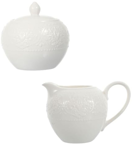 PACKOVE Azucarero y Lechera de Cerámica 2 Piezas Tapa, Contenedor para Café y Leche, Diseño Moderno, Resistente y Fácil de Limpiar, Adecuado para Hogar, Cafeterías y Restaurantes