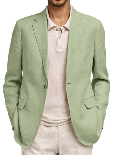Linen Blazers for Men UK Causal Long Sleeve Lightweight Button Linen Jackets with Pocket Summer Solid Color Loose Fit Business Office Blazer Comfortable Breathable Leisure