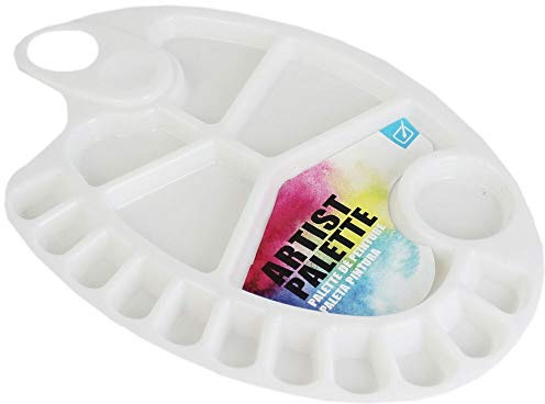 Oval Artist Palette 17 Well Onlong White Acrylic Mixing Paint Thumbhold