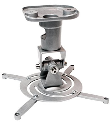 BIGtec universal Beamer Deckenhaltung silber Beamerhalterung bis 15KG Deckenhalter für Beamer mit Kardangelenk , integrieter Kabelführung , aus stabilem eloxierten Alu-Druckguss