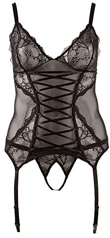 Cottelli CURVES Damen Suspender Open Cups Bra Set Collection Strapshemd, Schwarz, XL, 1 Stück, Schwarz, XL EU