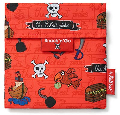 Roll'eat ® | Porta Sandwich Reutilizable, Bolsa Ecológica sin BPA, Porta Bocadillo de Color Piratas Rojo - Snack'n'Go Kids