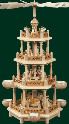 Rudolphs Schatzkiste Table Pyramid Nativity Scene of Tea Lights Pyramid 3 Floor 55cm ore Mountains New