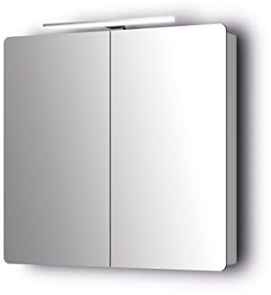 Sieper Badezimmerspiegel Serie Espella, Aluminium Spiegelschrank mit Beleuchtung, 17Tx80Bx80H cm