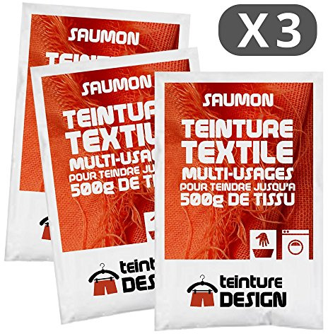 Lote de 3 sobres de Tinte Textil - NARANJA SAUMON - tintes universales para ropa y tejidos naturales