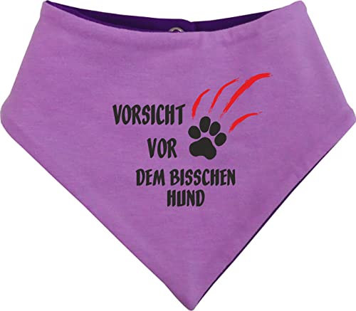 Hunde Wende- Halstuch Multicolor (Fb: lila-Flieder) (Gr.3 - HU 36-42 cm) Vorsicht vor dem bisschen Hund