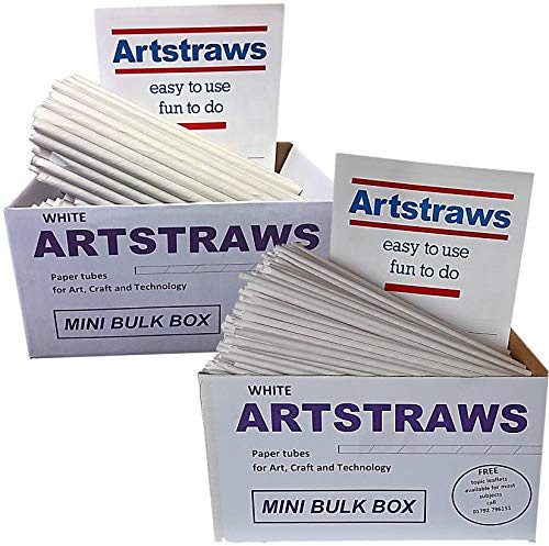 Artstraws White Paper Straws Mini School Bulk Box Twin Pack for Craft Crafting Modelling Maths Art Straw Packs Thin and Thick