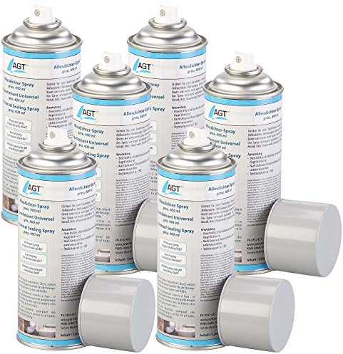 AGT wasserdicht-Spray: 6er-Set Allesdichter-Sprays mit 6x 400 ml, grau (Dichtungsspray Auto, zum abdichten, Isolierband)