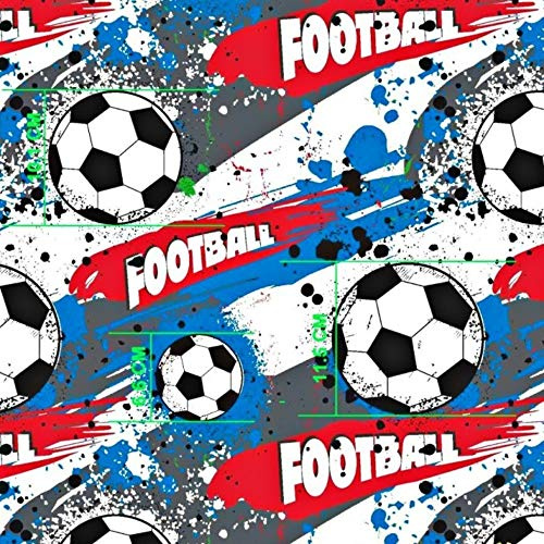 Pingianer 11,99 €/m boll, fotboll, 100 % bomull, bomullstyg, barn, metervara, hantverk, sömnad, tyg (boll blå, fotboll, 150 x 160 cm (11,99 €))