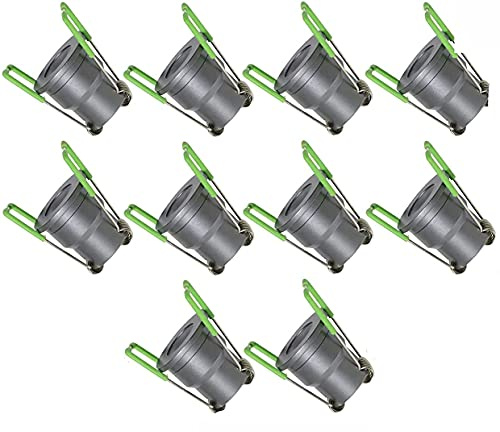 3W LED Mini Einbaustrahler, Aluminium, IP65 Wassergeschützt, 3000K Warmweiß, Dimmbar, Funk-Netzteil, Minispots für Innen- und Außenbeleuchtung (Anthrazit, 10x Minispot)