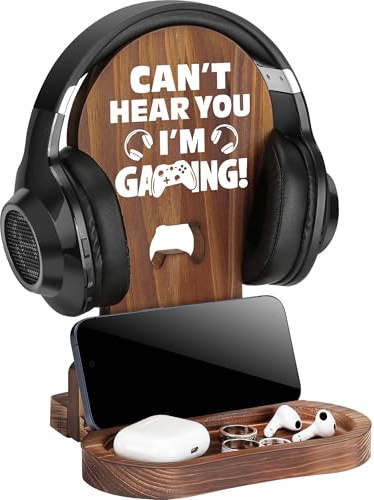 Slothoem-Gamer Gifts for Boy Girl Graduation Birthday, Gamer Room Decor for Brother, Gaming Gifts for Daddy,Boyfriend, Son, Husband, 2026 Graduation Gift, Gamer Room Accessories, Wooden Headset Stand