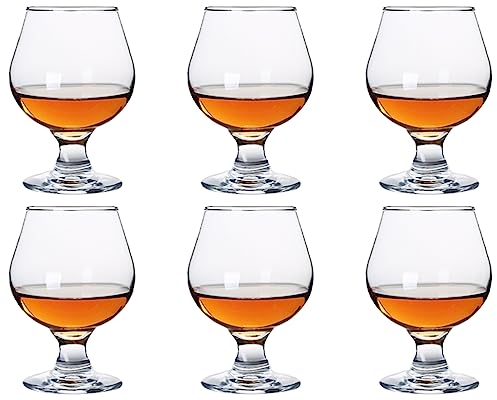 Soopiiso Bicchieri da shot da 260 ml, set di 6 graziosi bicchieri da brandy cognac, trasparenti da shot, mini bicchiere da brandy