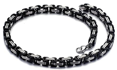 Beydodo Kette ohne Anhänger Edelstahl, Königskette 5MM Breite Silber Schwarz Halskette Herren 60CM Hip Hop Partnerkette