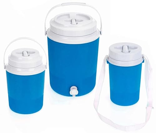Muddy Hands Set of 3 Insulated Drink Dispenser Water Beverage Cooler Bottle Jug - 1.2 Litre, 2.4 Litre & 7.5 Litre