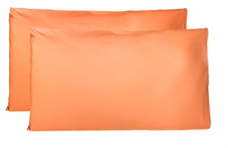 Kissenbezug 40x80 cm 2er Set - 100% Baumwolle, Superweicher Premium Jersey Kopfkissenbezug, Schlicht und edel im Design, Made in Italy - Orange