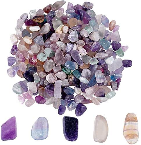 SUNNYCLUE 1 Box 100g Natural Fluorite Chip Gemstone Beads Healing Crystals Stone Bulk Chakra Decoration Irregular Gemstones Rocks Charms for Jewellery Making Charms DIY Craft Bracelet Necklace No Hole