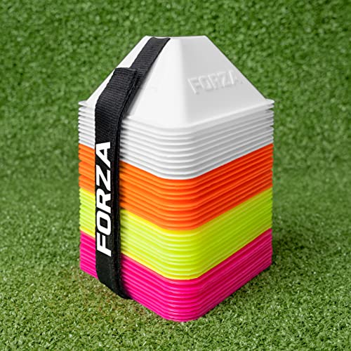 FORZA Mini Plots Triangulaires | Pack de 40 Cônes de Football de Couleurs Vives | Idéaux pour Les Clubs de Sport, Les Écoles et à la Maison | Exercices d'Entraînement pour Adultes et Enfants